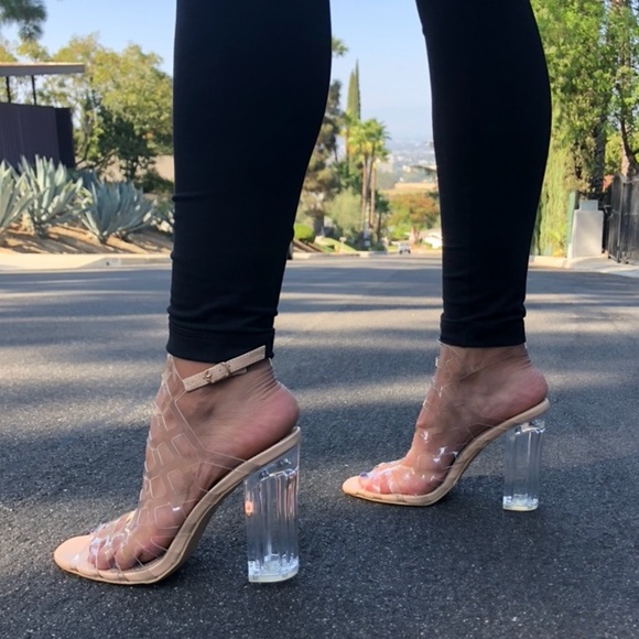 Clear Heel Strappy Crystal Heels Transparent Strap - Picture 4 of 8